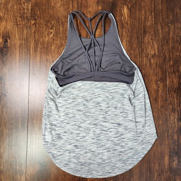 Lululemon Raise The Barre Tank Gray Women's Size 8 Light Grey Luon 2-in-1 - Picture 5 of 9